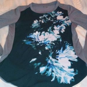 Brushed silk/cotton floral watercolor tunic